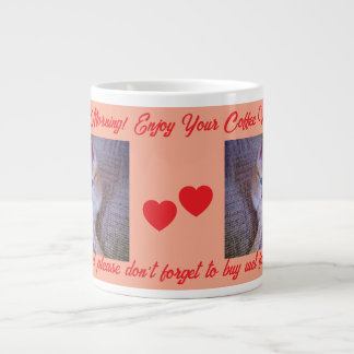 Guten Morgen Katzenfoto, Herzen & Humor Text, Läch Jumbo-Tasse