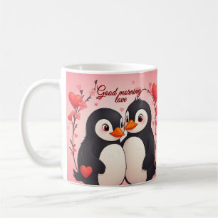 Guten Morgen Liebe - Pinguin Valentinstag Tasse