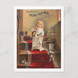 Guten Morgen, Mädchen, Gruß, Welpe, Süß, Vintage Postkarte