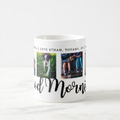 Guten Morgen | Moderne Typografie Vier-Foto-Gitter Kaffeetasse (Mittel)