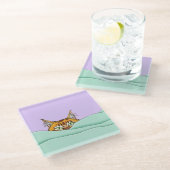 Guten Morgen Orange Cat Funny Glasuntersetzer (Schrägansicht)