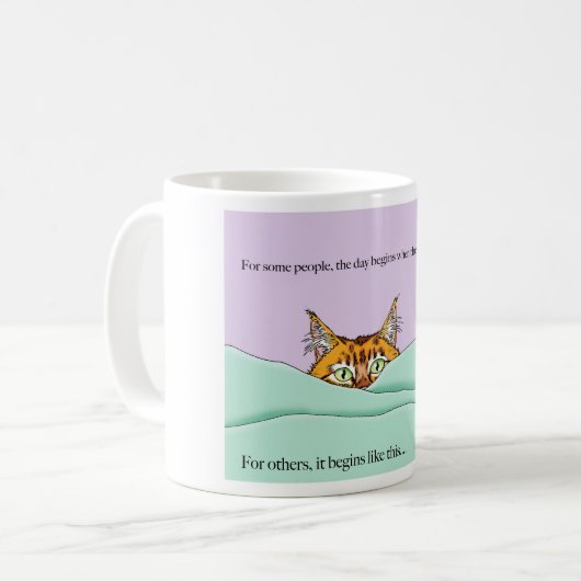 Guten Morgen Orange Cat Funny Kaffeetasse (Vorderseite Links)