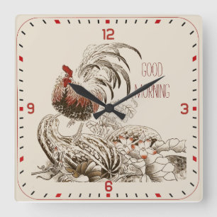 Guten Morgen Quadratische Wanduhr