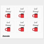 Guten Morgen Quadratischer Aufkleber (Blatt)