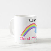 Guten Morgen Regenbogen, lächelnde Wolke, dein Nam Kaffeetasse (Vorderseite Links)