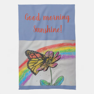 Guten Morgen Regenbogen-Monarch-Kunst-Küchentuch Geschirrtuch
