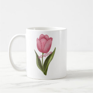 Guten Morgen Rosa Tulpen-Blumen-Tasse – Eleganter Kaffeetasse