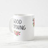 "Guten Morgen" Rose Tasse (Vorderseite Links)