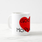Guten Morgen, rotes Herz Kaffeetasse (Vorderseite Links)
