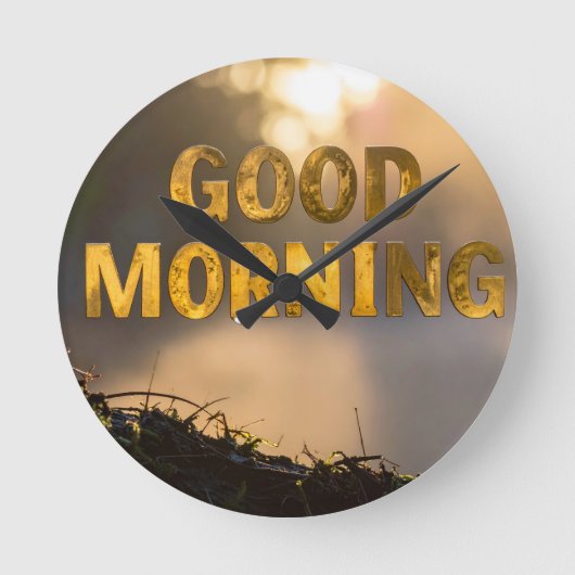 Guten Morgen Runde Wanduhr (Vorderseite)