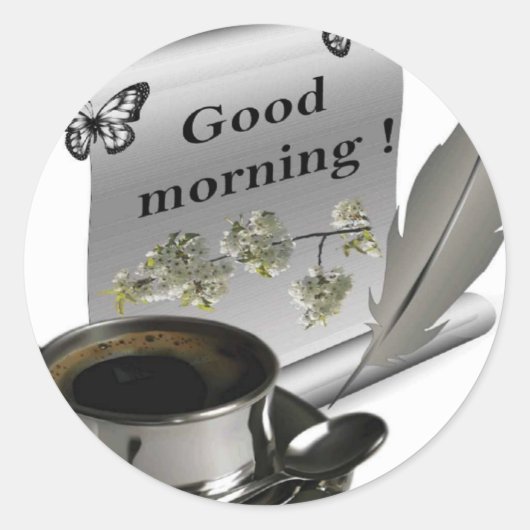 Guten Morgen Runder Aufkleber (Vorderseite)