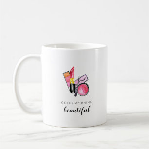 Guten Morgen schöner Makeup Wasserfarbe Lipstick Kaffeetasse