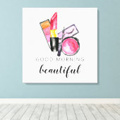 Guten Morgen schöner Makeup Wasserfarbe Lipstick Leinwanddruck (Insitu (Holzboden))