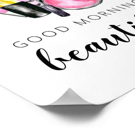 Guten Morgen schöner Makeup Wasserfarbe Lipstick Poster (Ecke)