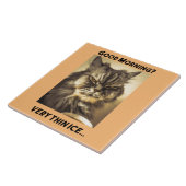 Guten Morgen! Sehr dünnes Eis. Katze mit ironische Fliese (Seite)