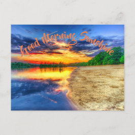 Guten Morgen Sonnenaufgang Sandy Tropical Beach Postkarte