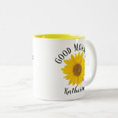 Guten Morgen Sonnenblumen-Individuelle Name Zweifarbige Tasse (VorderseiteRechts)