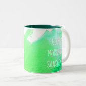 Guten Morgen Sonnenkaffee Zitat grün Zweifarbige Tasse (VorderseiteRechts)