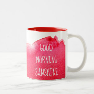 Guten Morgen Sonnenkaffee Zitat rot Zweifarbige Tasse