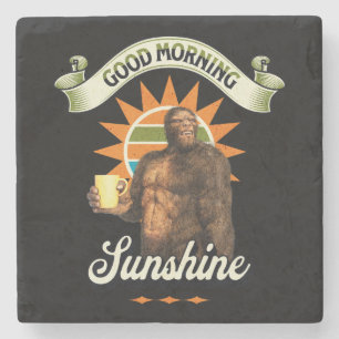 Guten Morgen Sonnenschein Bigfoot trinken Kaffee Steinuntersetzer