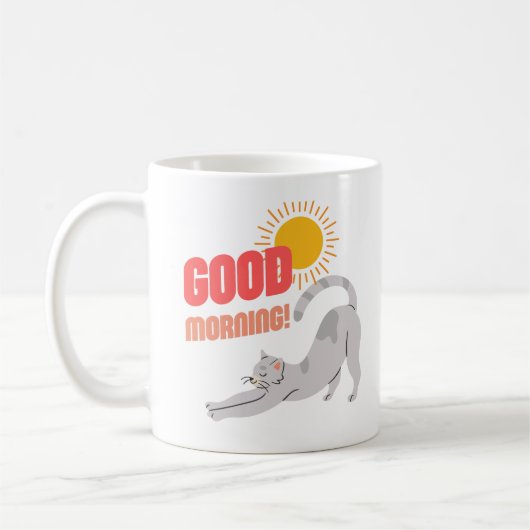 Guten Morgen Sonnenschein Cat Stretch Kaffee Tasse (Links)