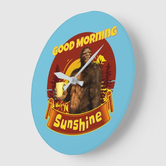 Guten Morgen Sonnenschein Funny Bigfoot Große Wanduhr (Winkel)