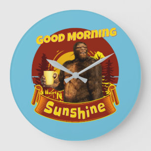 Guten Morgen Sonnenschein Funny Bigfoot Große Wanduhr
