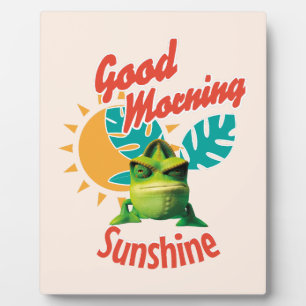 Guten Morgen Sonnenschein Lustiger Chamäleon Fotoplatte