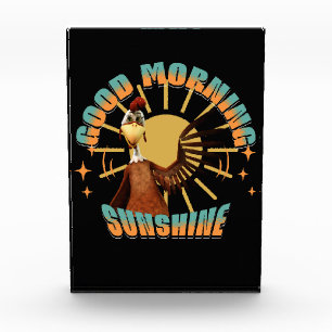 Guten Morgen Sonnenschein Lustiger Hahn Fotoblock