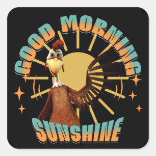 Guten Morgen Sonnenschein Lustiger Hahn Quadratischer Aufkleber