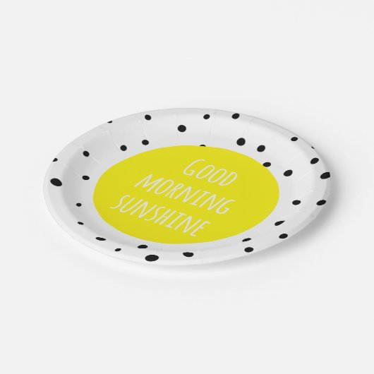 Guten Morgen Sonnenschein | Polka Dots Paper-Telle Pappteller (Schrägansicht)
