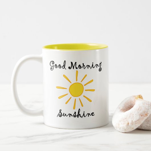 Guten Morgen Sonnenschein (R) Zweifarbige Tasse (Mit Donut)