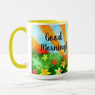 Guten Morgen Sonnenschein und Blume fröhlich Tasse