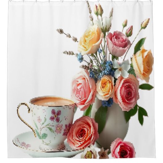 Guten Morgen Tee Duschvorhang (Vorderseite)