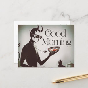 Guten Morgen Teufel Fütternd Katzenverwandtschaft Postkarte