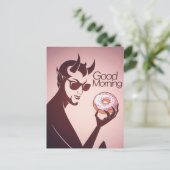 Guten Morgen Teufel mit Donut Postkarte (Stehend Vorderseite)
