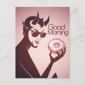 Guten Morgen Teufel mit Donut Postkarte (Vorderseite)