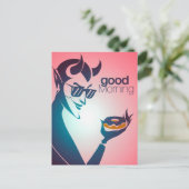 Guten Morgen Teufel mit Donut Postkarte (Stehend Vorderseite)