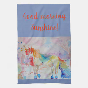 Guten Morgen Wasserfarbe Einhorn Kunst Küchentuch