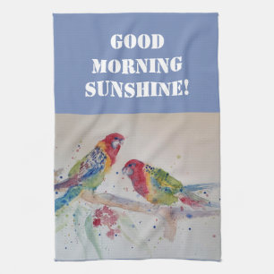 Guten Morgen Wasserfarbe Roter Papagei Küchentuch