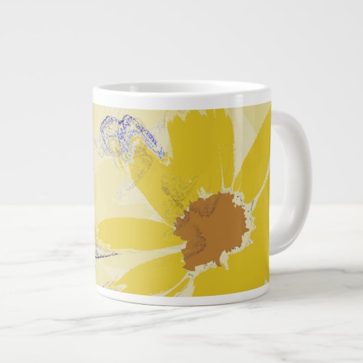 Guten Morgen, wunderschöne Abstrakte gelbe Blume Jumbo-Tasse (Vorderseite Rechts)