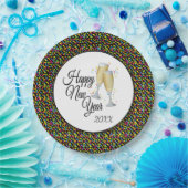 Guten Rutsch ins Neue Jahr, bunter Confetti, Pappteller (Party)