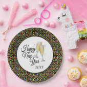 Guten Rutsch ins Neue Jahr, bunter Confetti, Pappteller (Party)