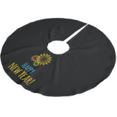 Guten Rutsch ins Neue Jahr-Feuerwerke auf Polyester Weihnachtsbaumdecke (Schrägansicht)