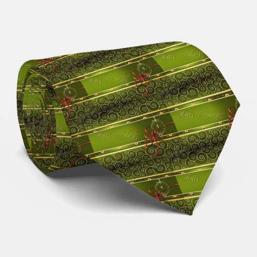 Guten Rutsch ins Neue Jahr mit Uhr Krawatte (Gerollt)