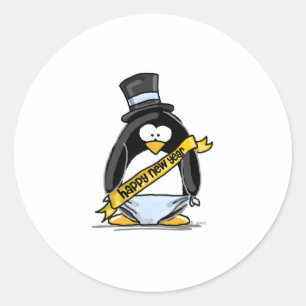 Guten Rutsch ins Neue Jahr-Pinguin Runder Aufkleber