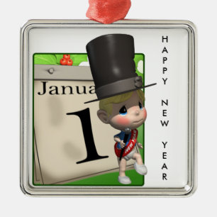 Guten Rutsch ins Neue Jahr! Silbernes Ornament