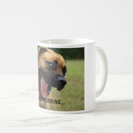 Gutenmorgen - gähnendes englisches kaffeetasse (VorderseiteRechts)