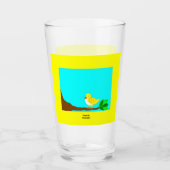 Gutenmorgen-Gelb-Vogel-Glas-Trommel Glas (Vorderseite)