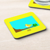 Gutenmorgen-Gelb-Vogel-hartes Getränkeuntersetzer (Linke Seite)